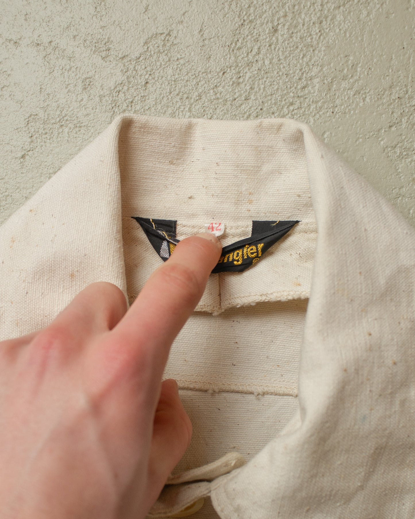 1970s Wrangler Denim Shirt Jacket creme/white - M/L