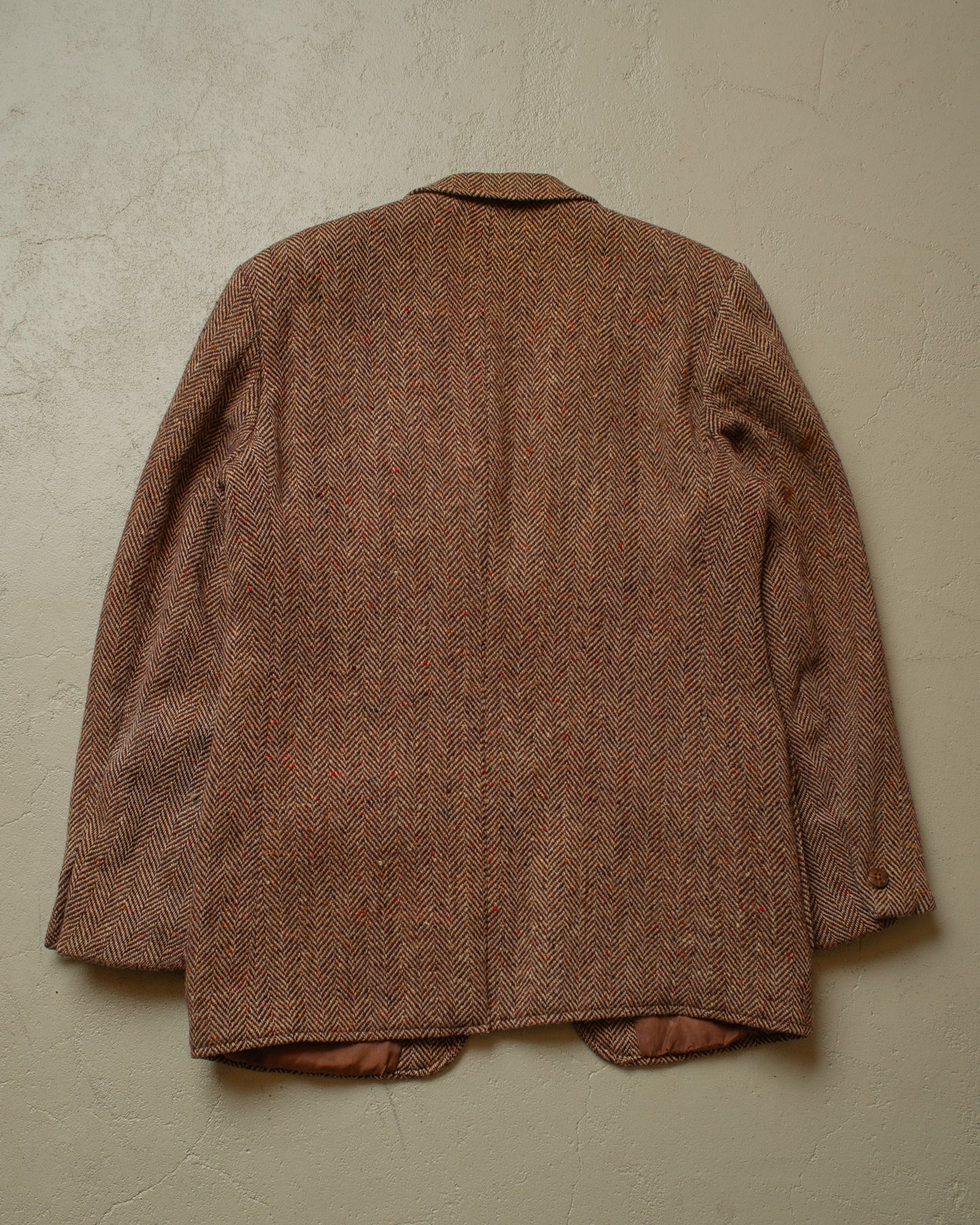 1950s/60s Leineweber Herringbone Tweed Sport Coat brown - S/M