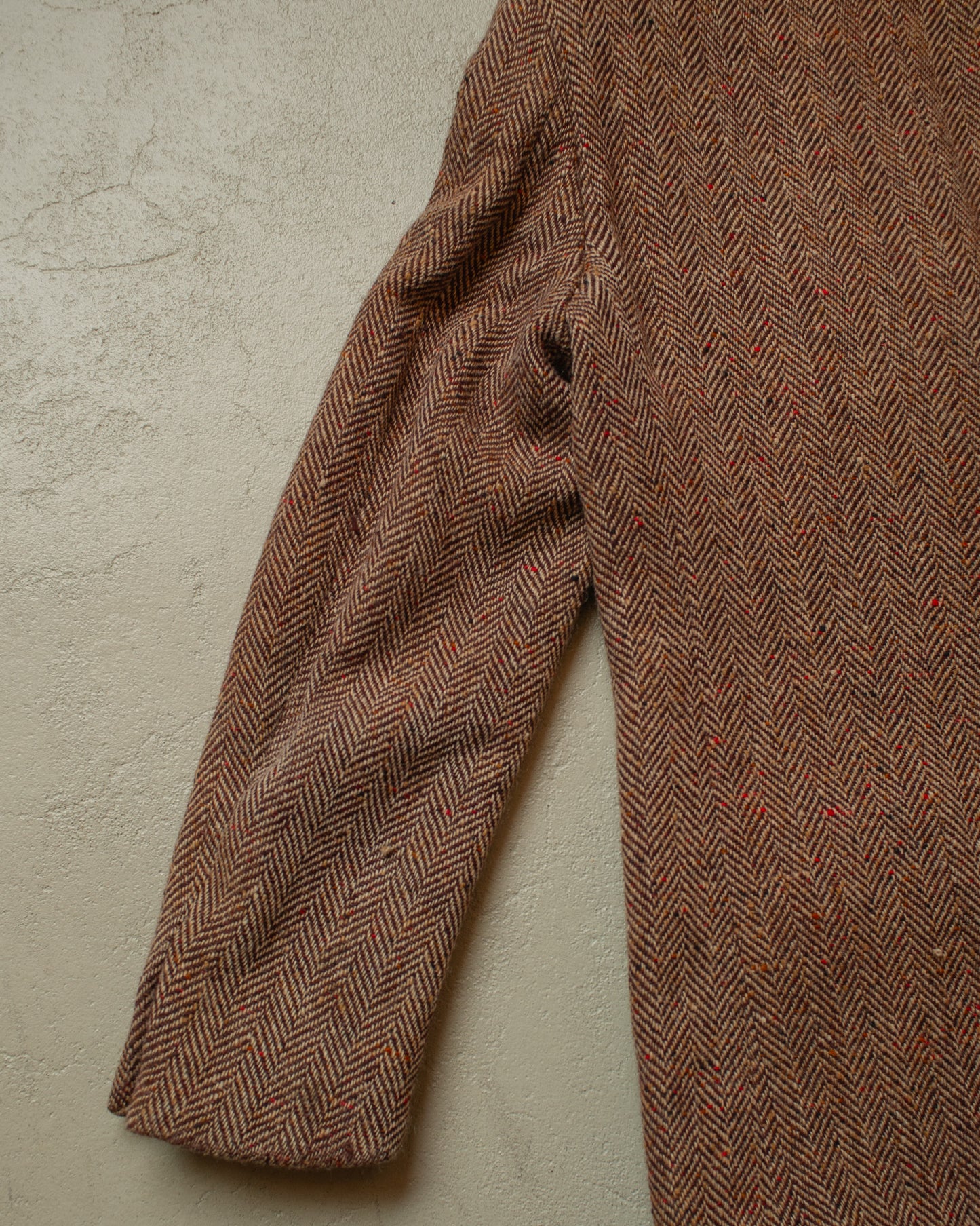 1950s/60s Leineweber Herringbone Tweed Sport Coat brown - S/M