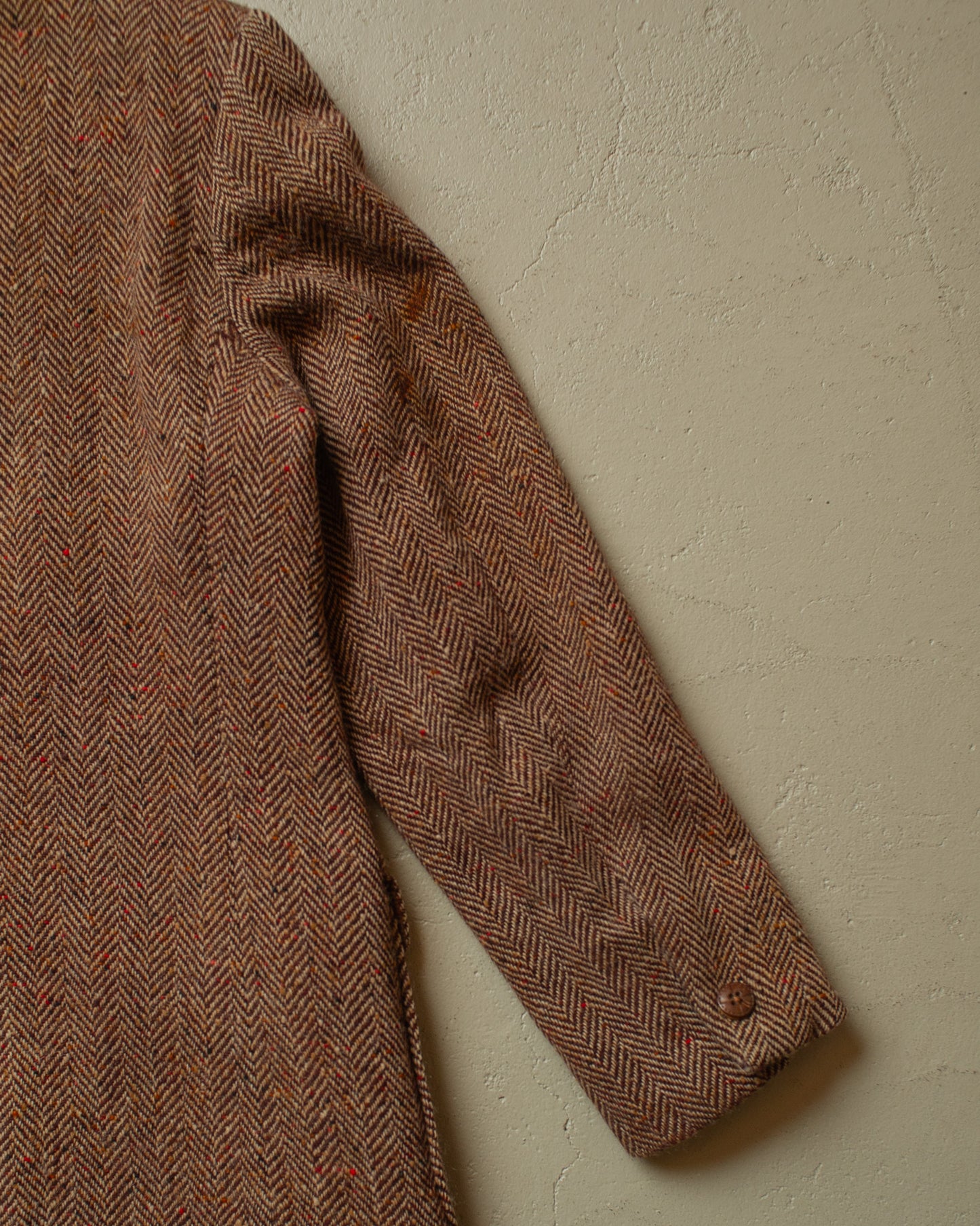 1950s/60s Leineweber Herringbone Tweed Sport Coat brown - S/M
