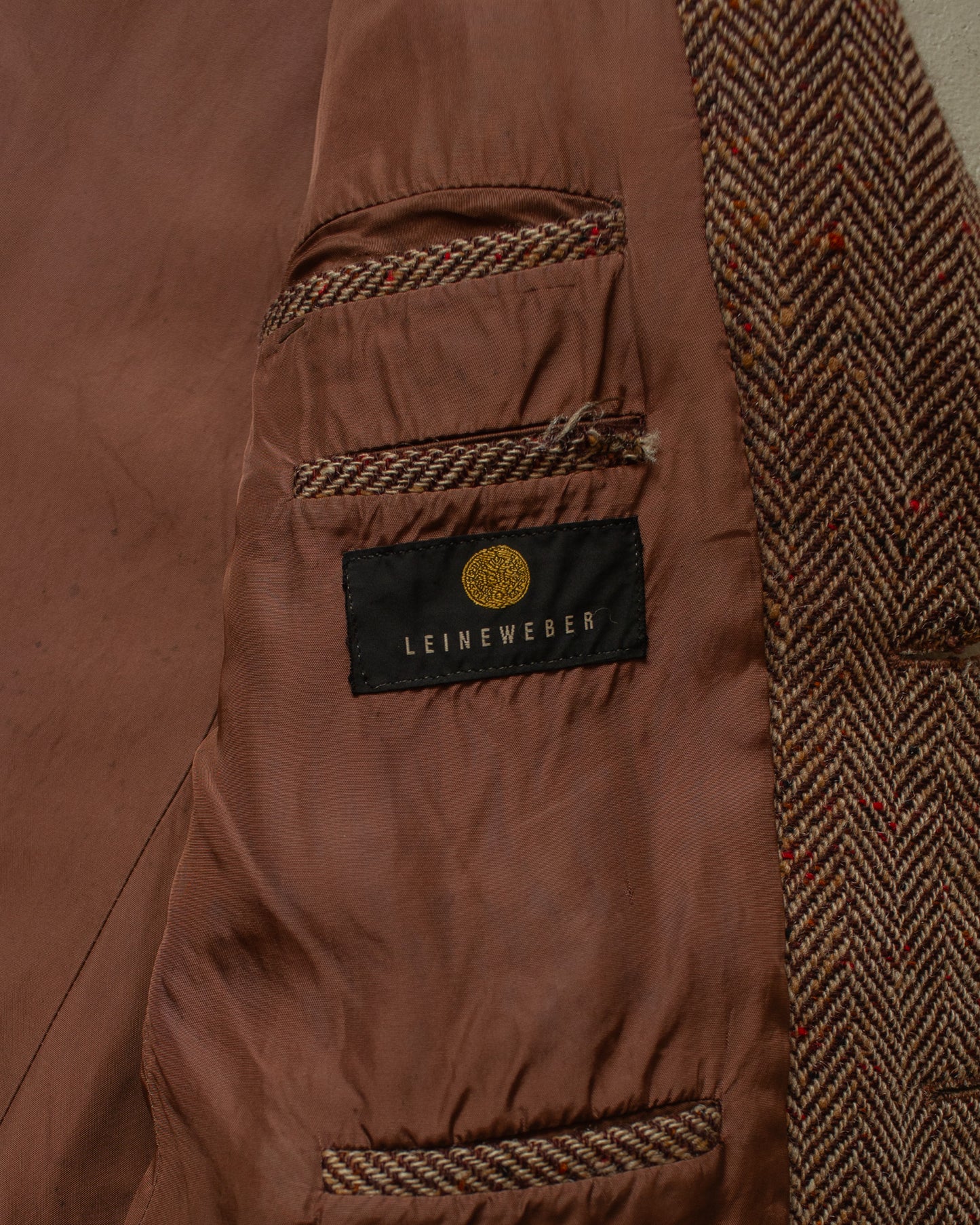 1950s/60s Leineweber Herringbone Tweed Sport Coat brown - S/M
