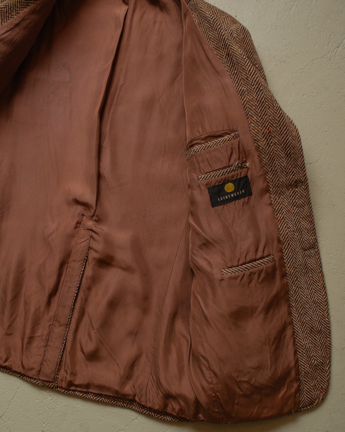 1950s/60s Leineweber Herringbone Tweed Sport Coat brown - S/M