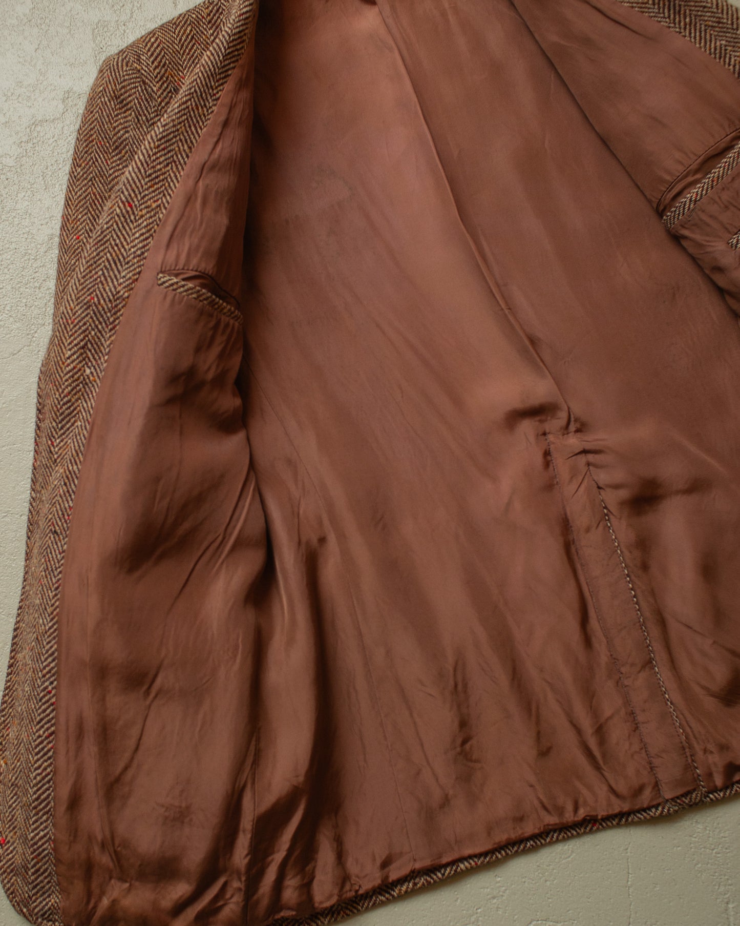 1950s/60s Leineweber Herringbone Tweed Sport Coat brown - S/M