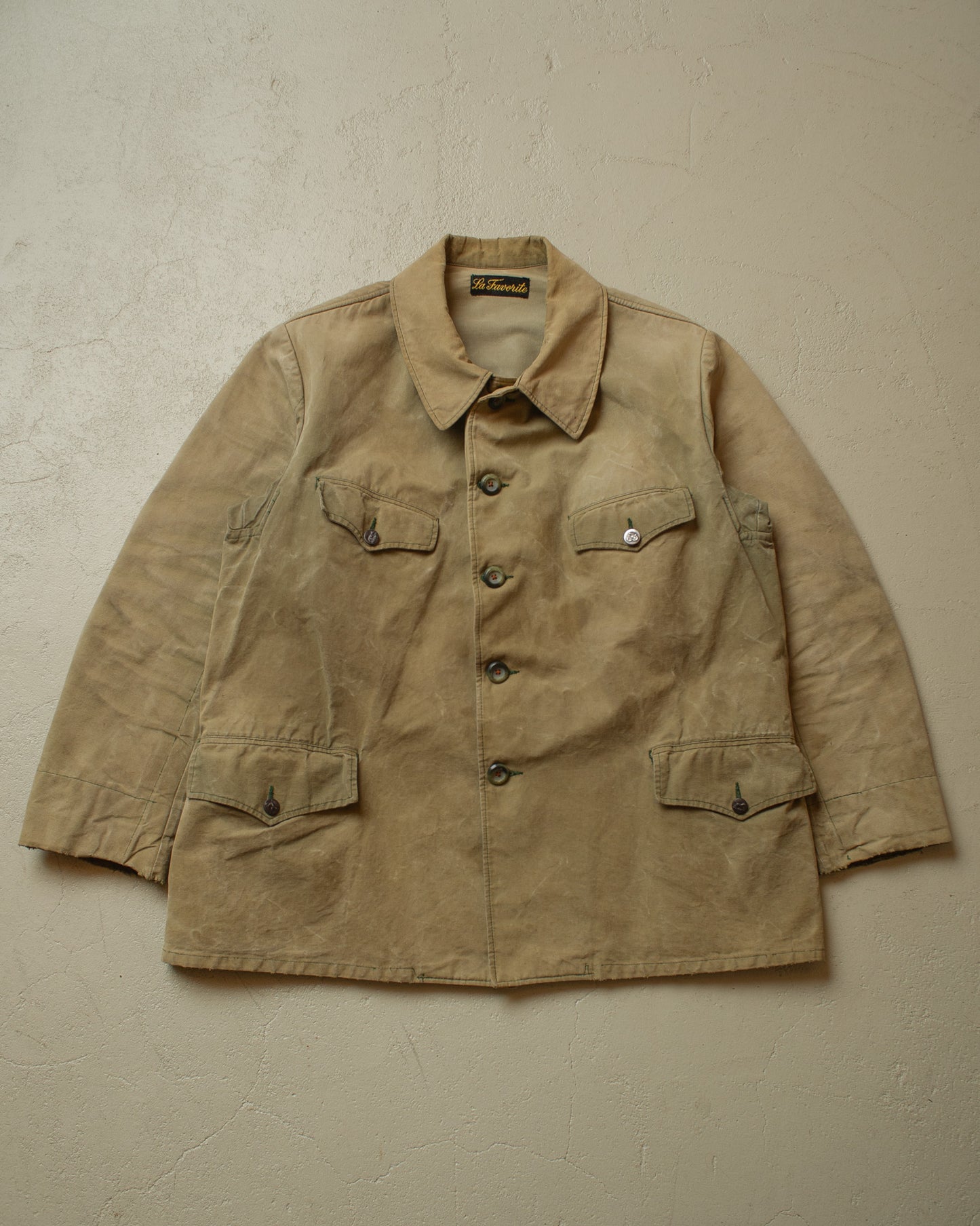 1930s/40s "La Favorite" French Hunting Jacket beige - L