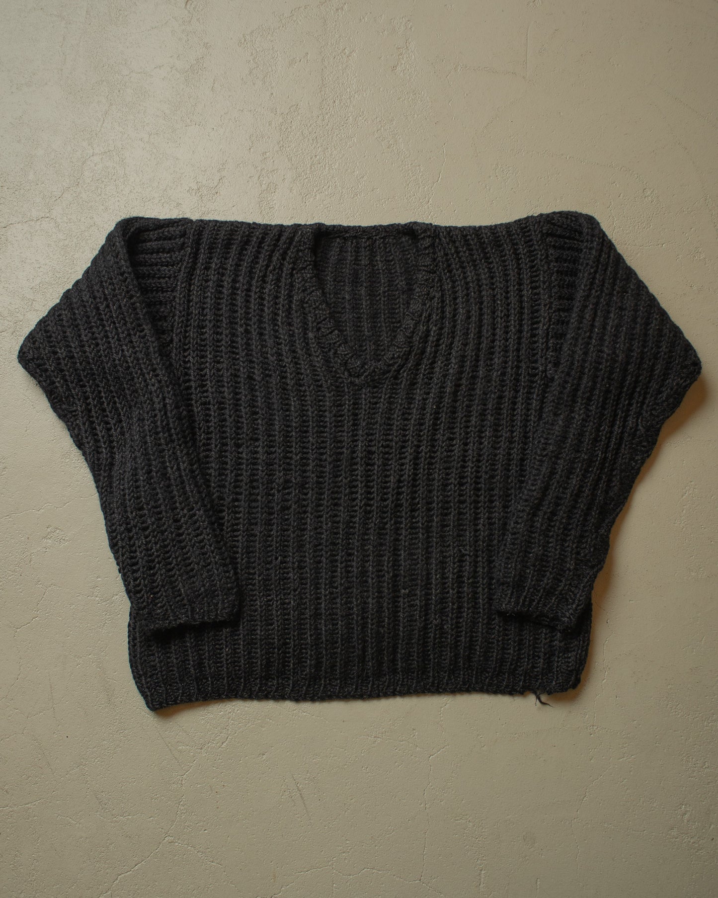 1980s Chunky Handmade Knit Sweater black - L/XL