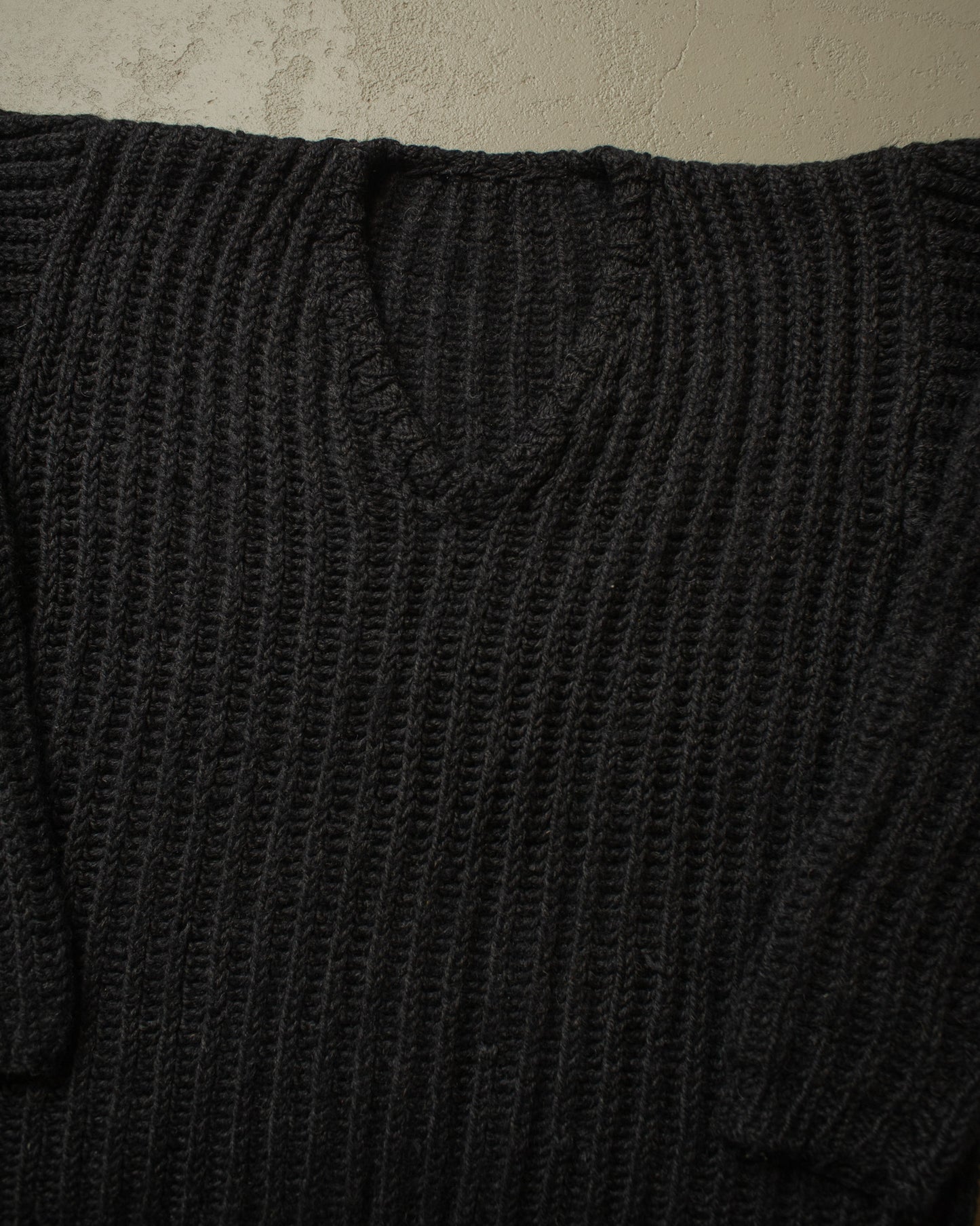 1980s Chunky Handmade Knit Sweater black - L/XL