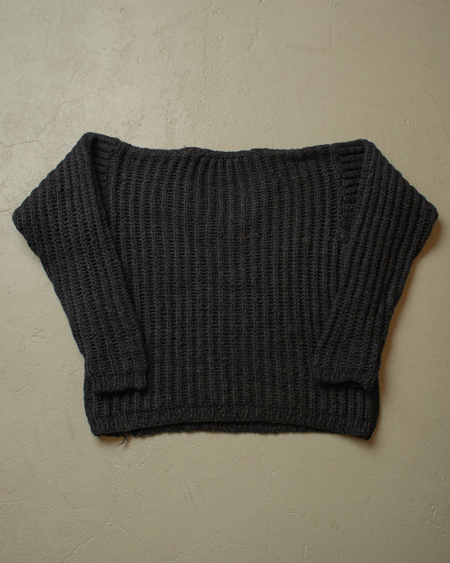 1980s Chunky Handmade Knit Sweater black - L/XL
