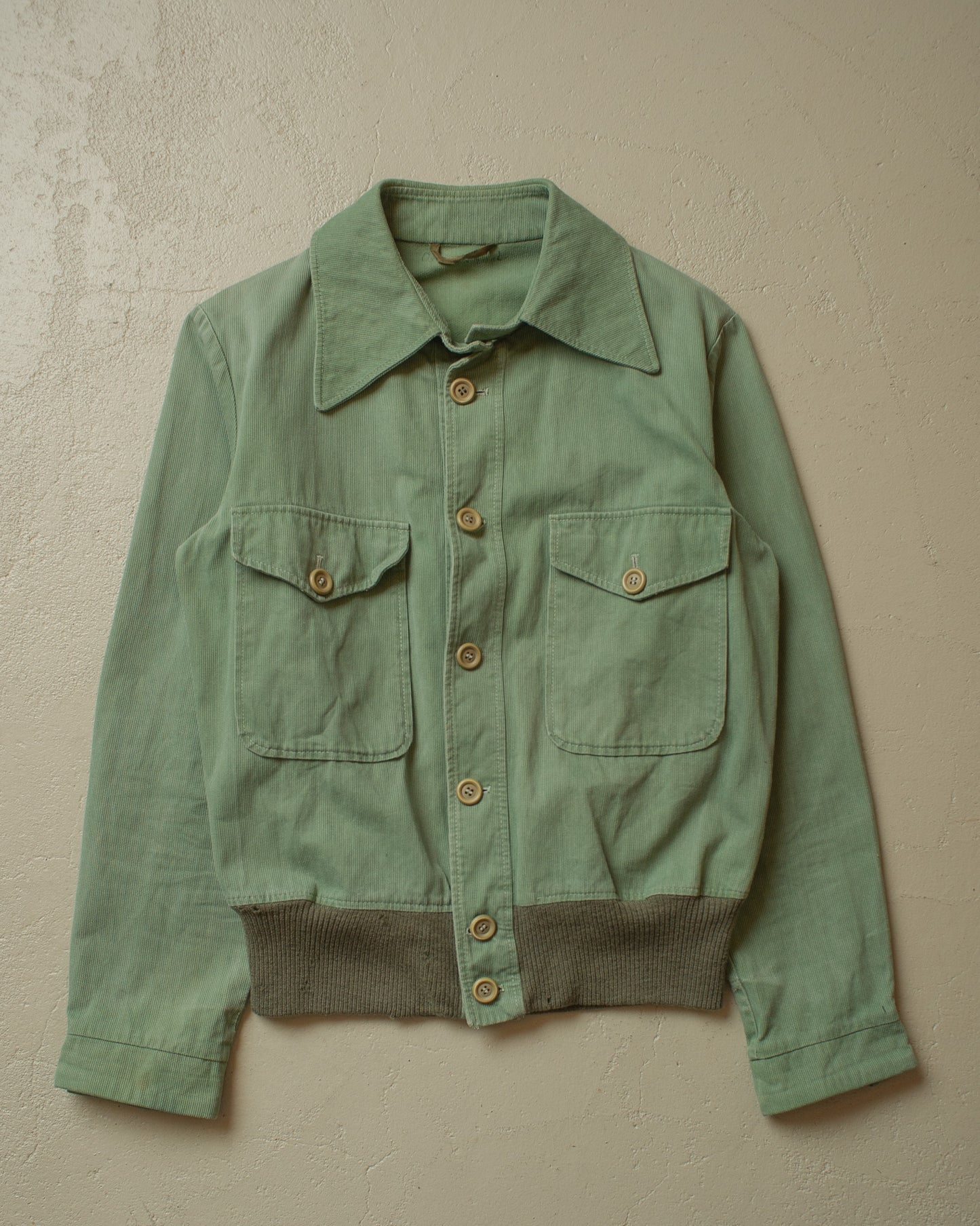 1950s Loop Collar Corduroy Jacket green - M