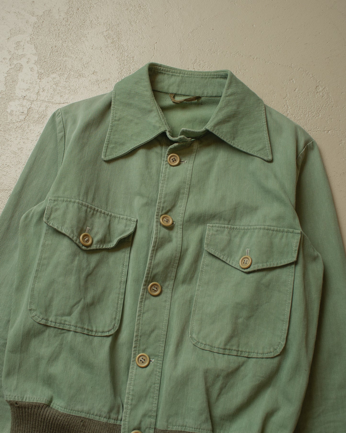 1950s Loop Collar Corduroy Jacket green - M