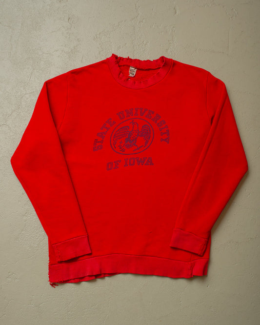 1970s distressed Trigema University Sweatshirt red - M