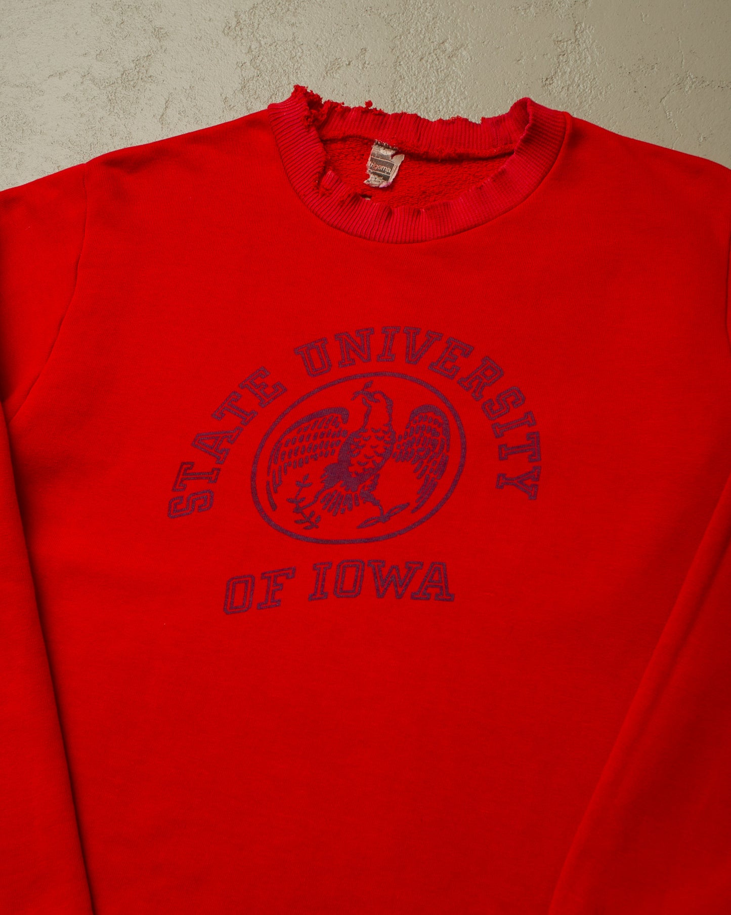 1970s distressed Trigema University Sweatshirt red - M