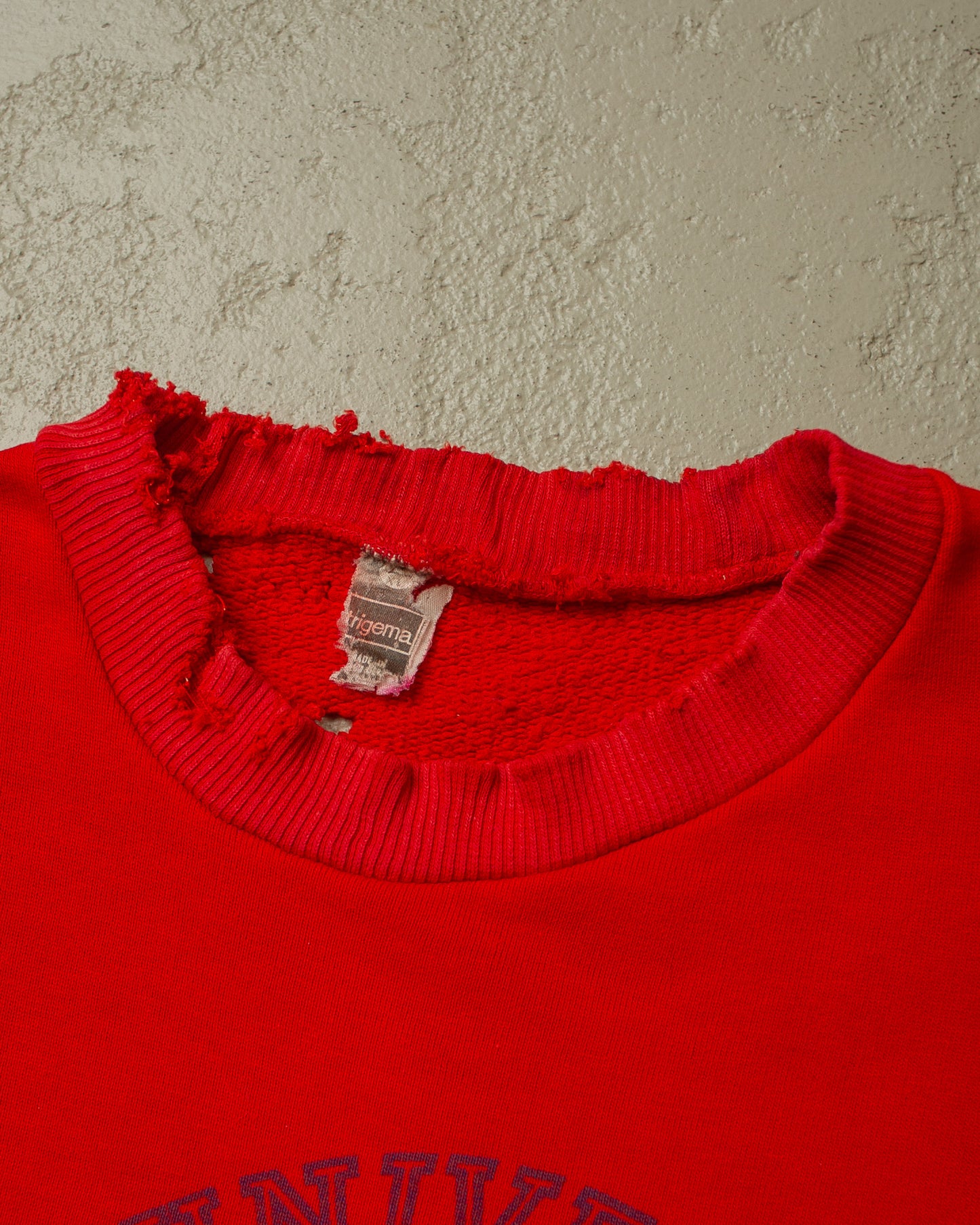 1970s distressed Trigema University Sweatshirt red - M