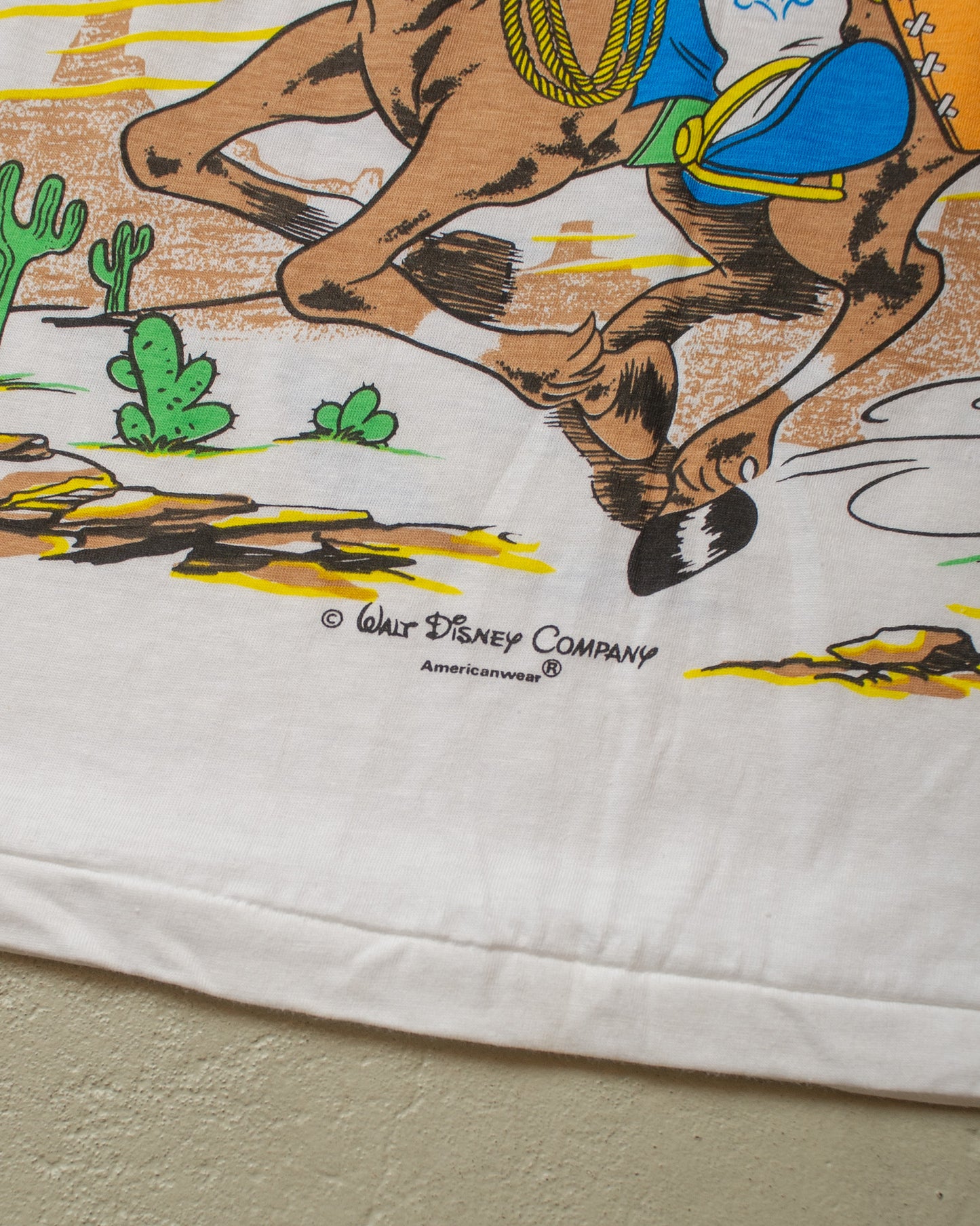 1980s Deadstock Cowboy Mickey Shirt white - M