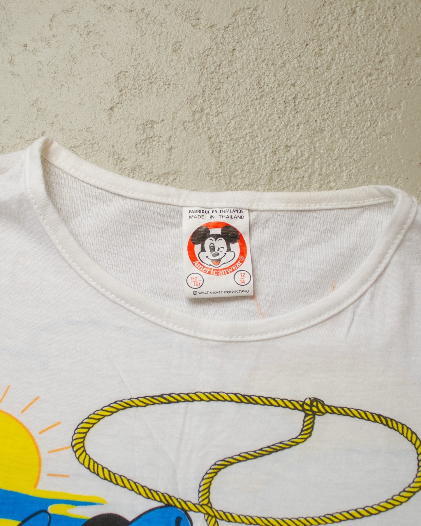1980s Deadstock Cowboy Mickey Shirt white - M