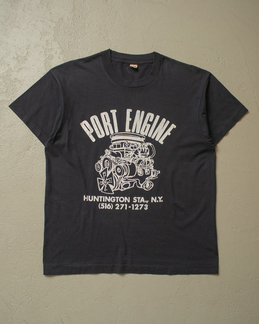 1980s Port Engine Biker T-shirt black - M/L