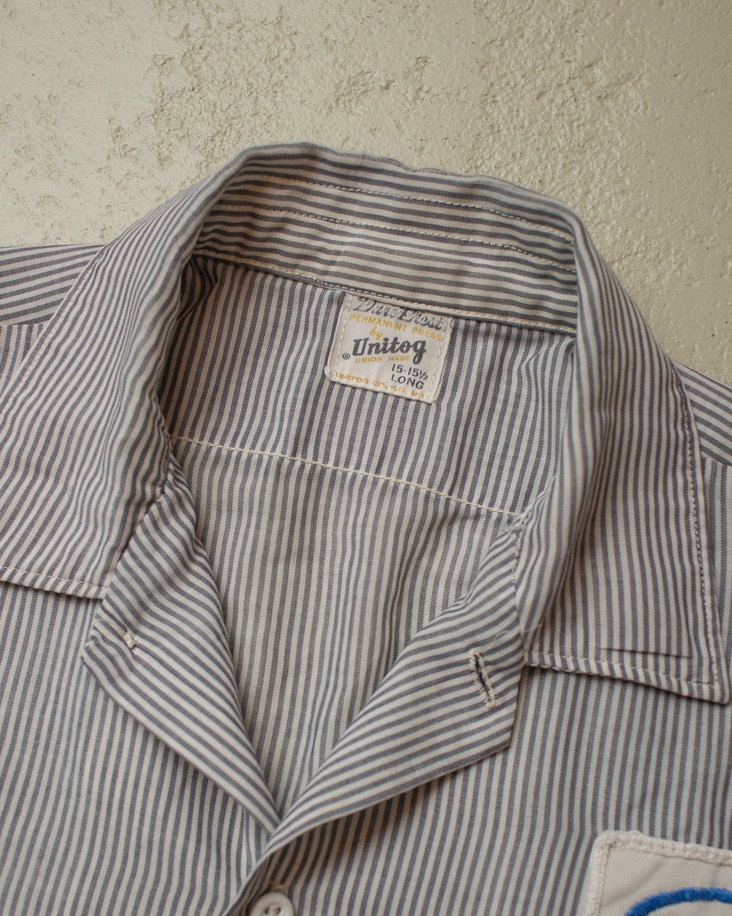 1960s/70s Unitog Esso striped Work Shirt grey - L