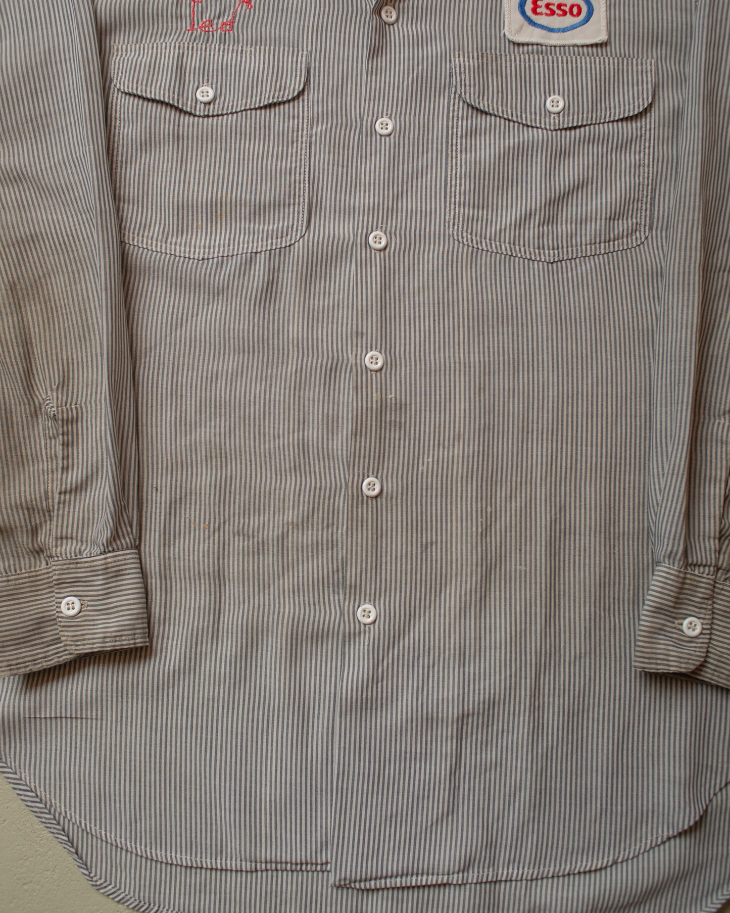 1960s/70s Unitog Esso striped Work Shirt grey - L