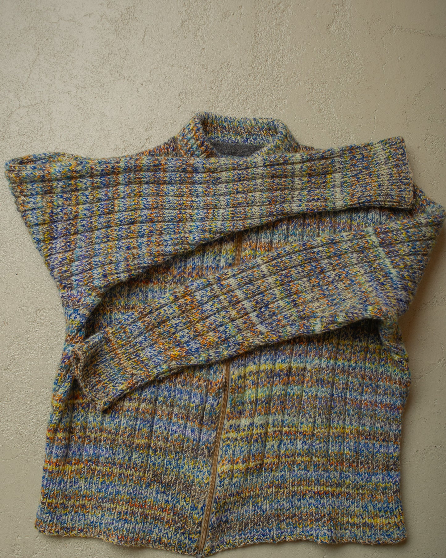 1970s/80s Womens Multi Color Homemade Knit Jacket - M/L