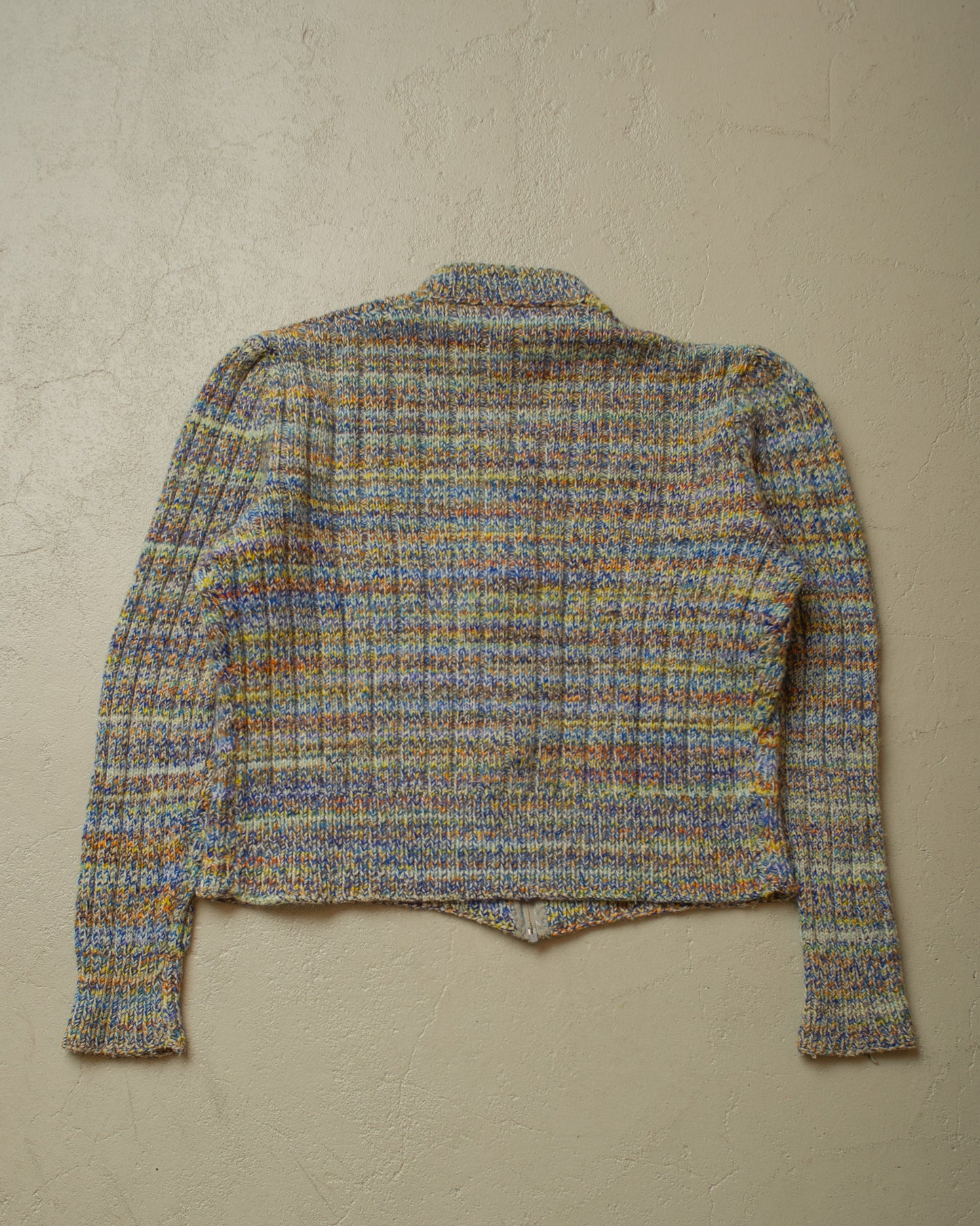 1970s/80s Womens Multi Color Homemade Knit Jacket - M/L