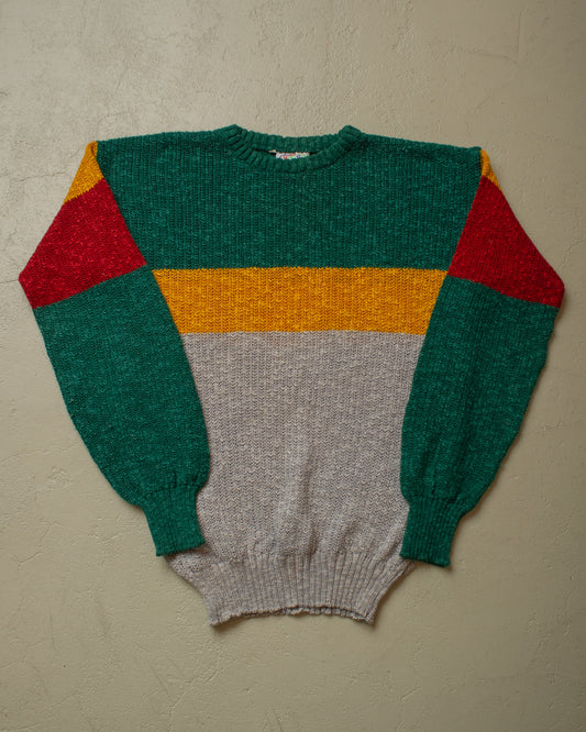 1980s Y.E.S. Colorblock Knit Sweater multi - M/L