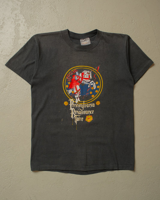 1980s Pennsylvania Renaissance Fair T-shirt faded black - S/M