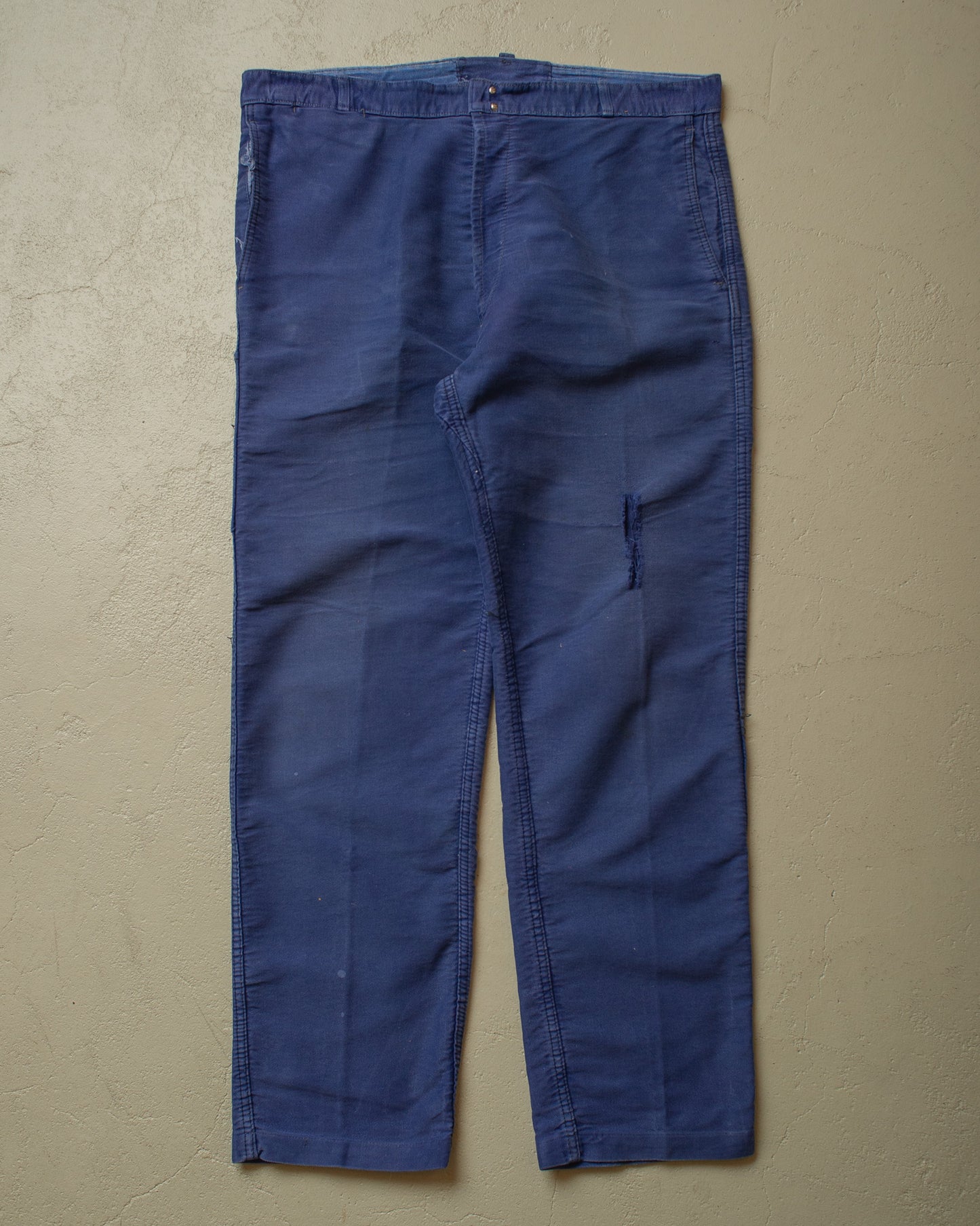 1940s/50s Le Mont St. Michel Moleskin Work Pants navyblue - W38 L30