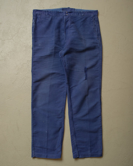 1940s/50s Le Mont St. Michel Moleskin Work Pants navyblue - W38 L30