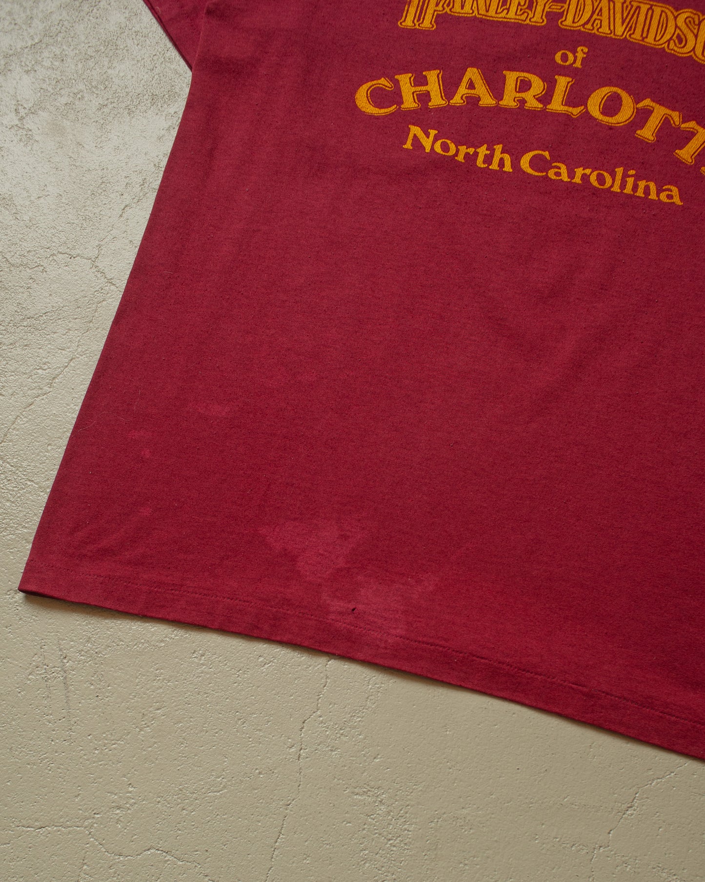 1980s Harley Davidson Charlotte NC Pocket T-shirt burgundy - L/XL