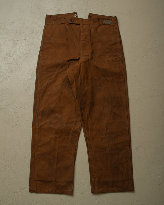 1930s/40s Fishtail Canvas Pants brown - W35 L30