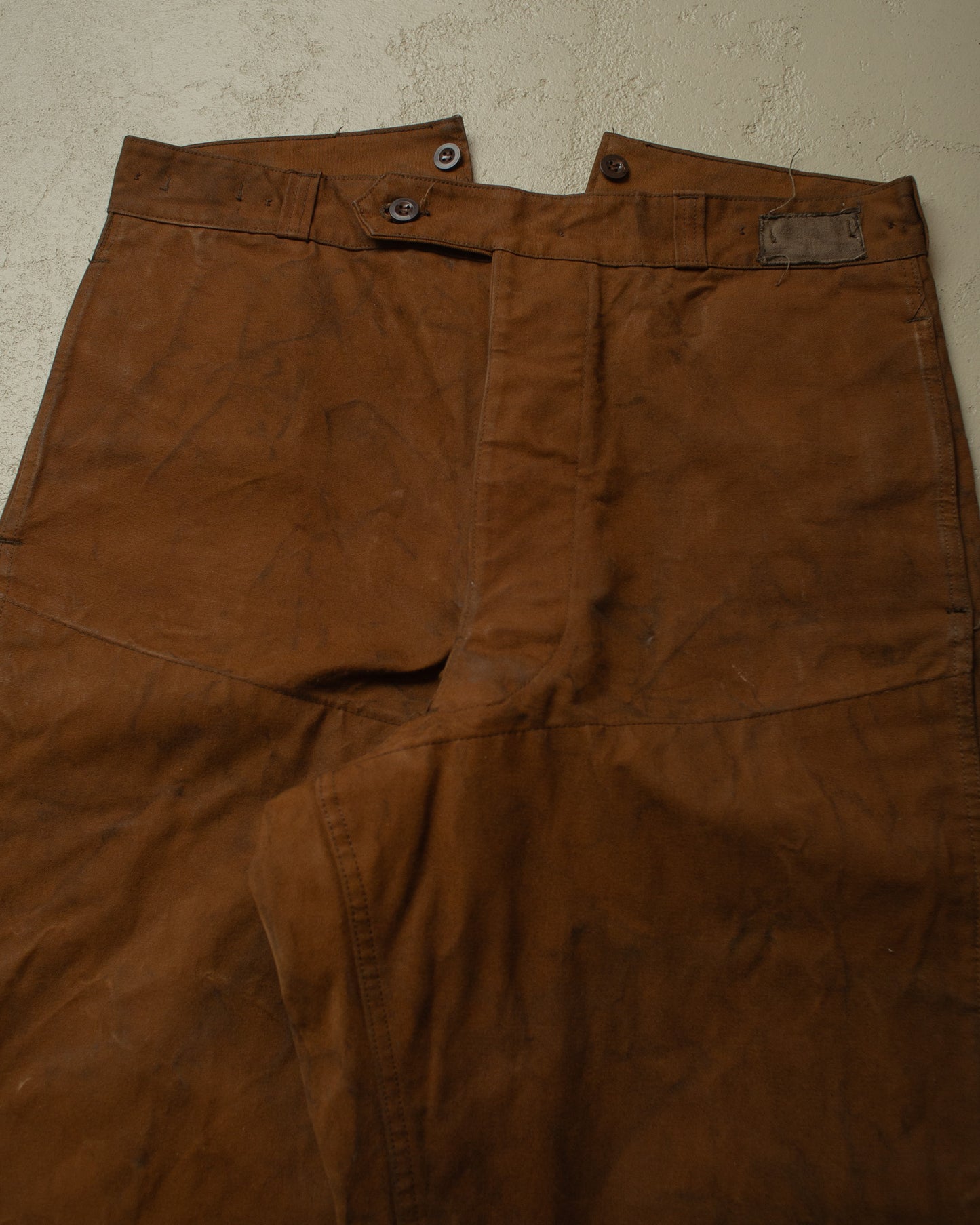 1930s/40s Fishtail Canvas Pants brown - W35 L30