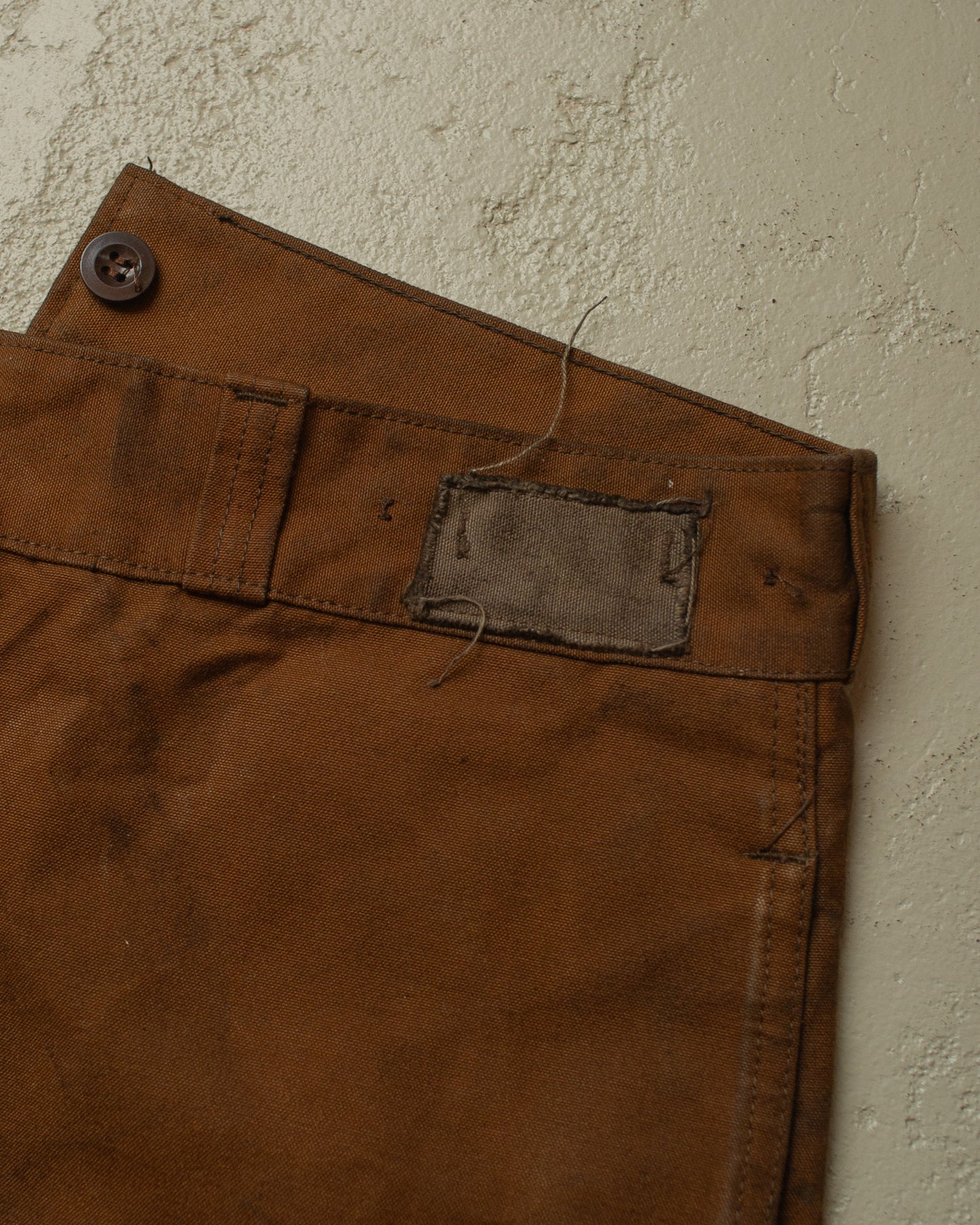 1930s/40s Fishtail Canvas Pants brown - W35 L30