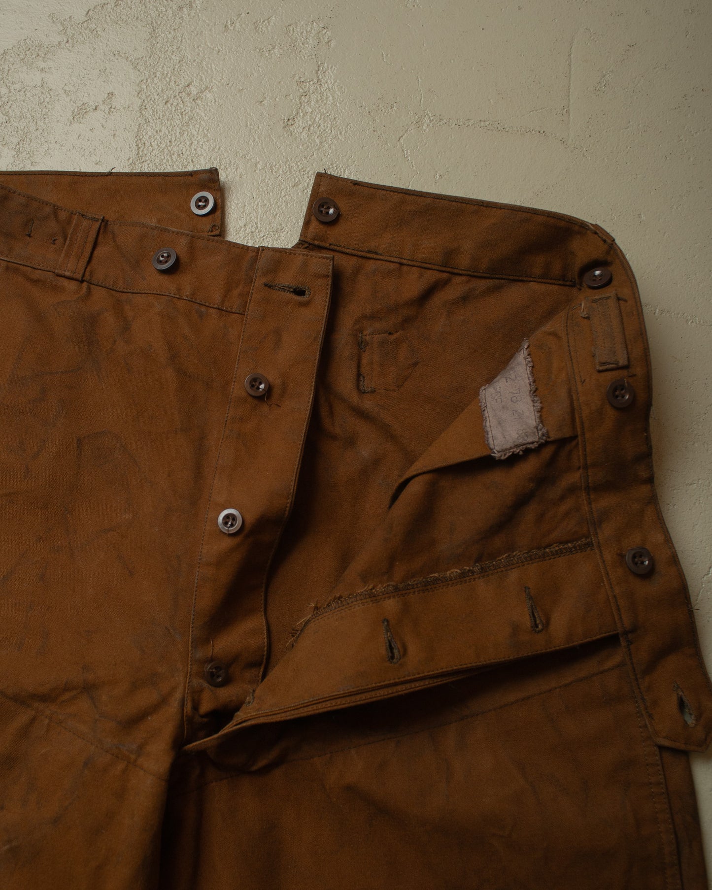 1930s/40s Fishtail Canvas Pants brown - W35 L30