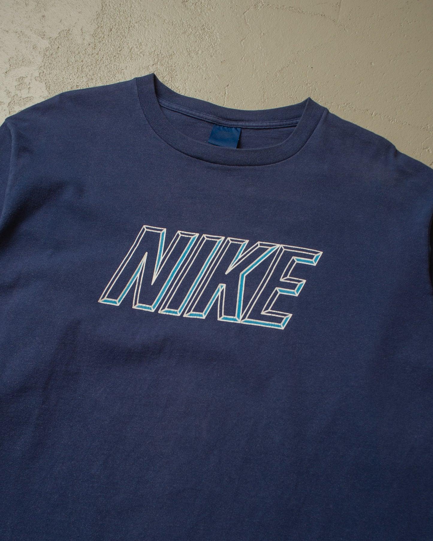 1980s Nike Spellout Longsleeve faded navyblue - L/XL