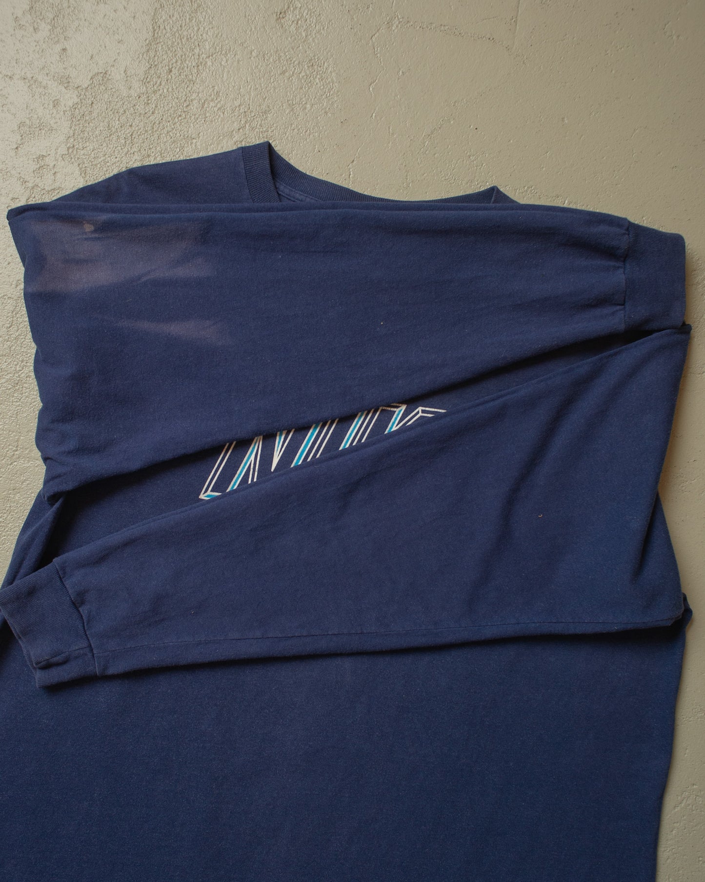 1980s Nike Spellout Longsleeve faded navyblue - L/XL