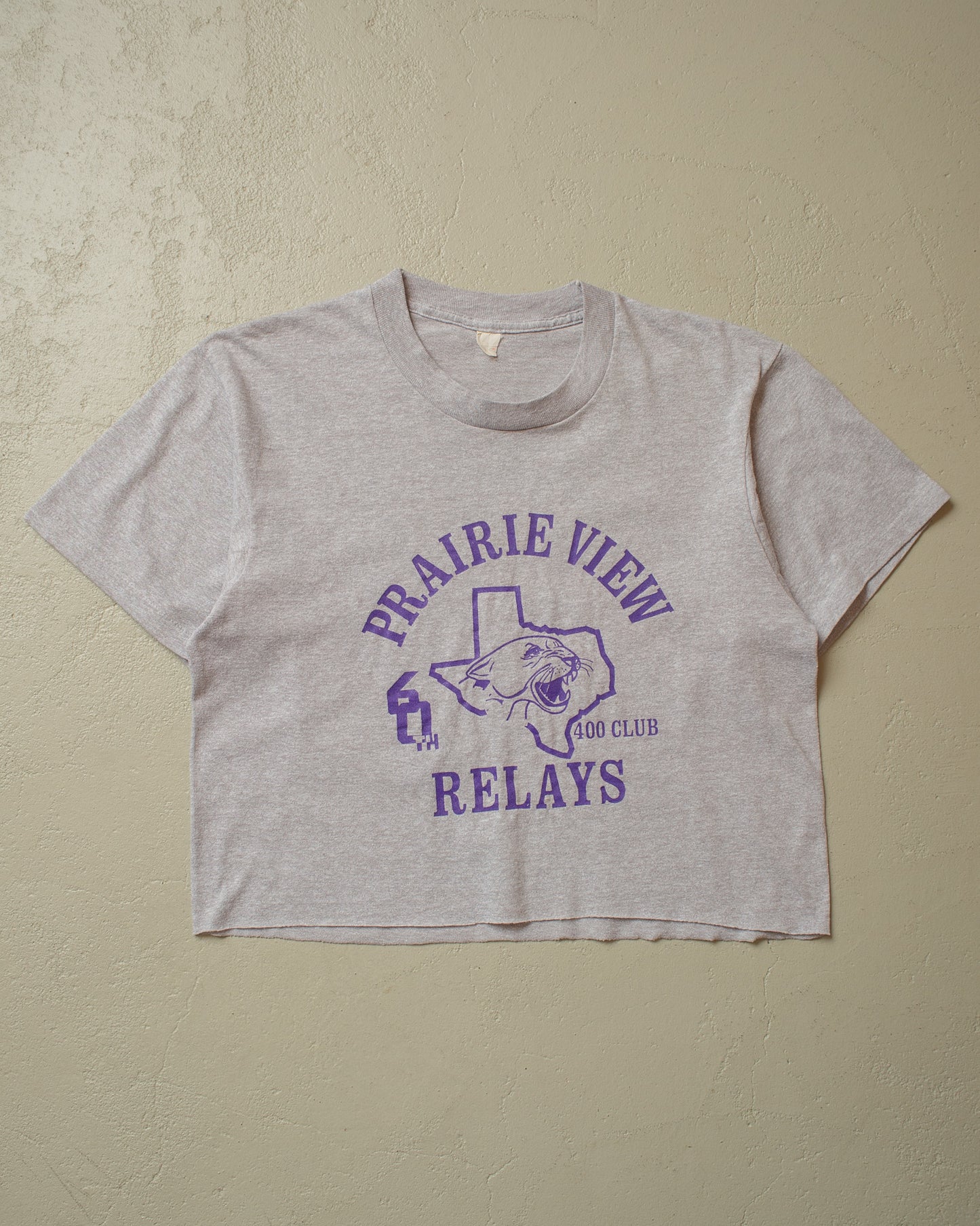 1980s cropped Prairie View T-shirt grey - M/L