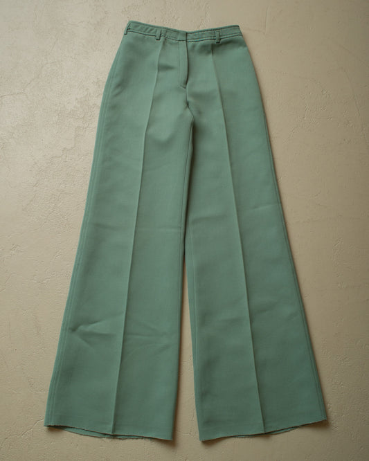 1970s Womens Diolen Flared Pants green - W26 L33