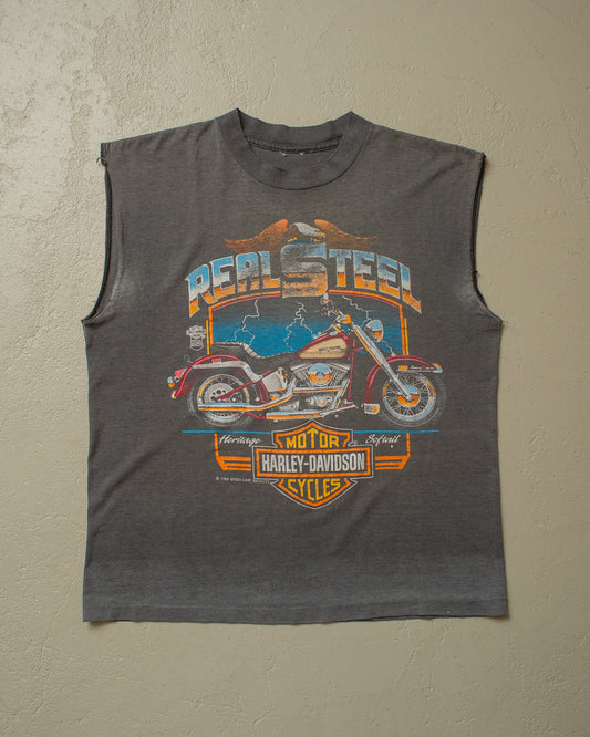 1988 Harley Davidson "Reel Steal" Cut-off Shirt Faded black - M