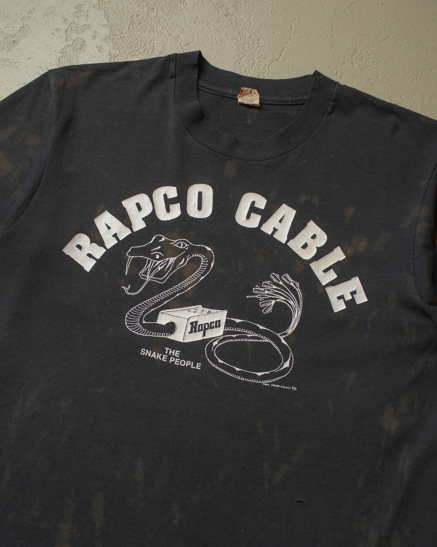 1980s Rapco Cable Stained T-shirt black - M/L