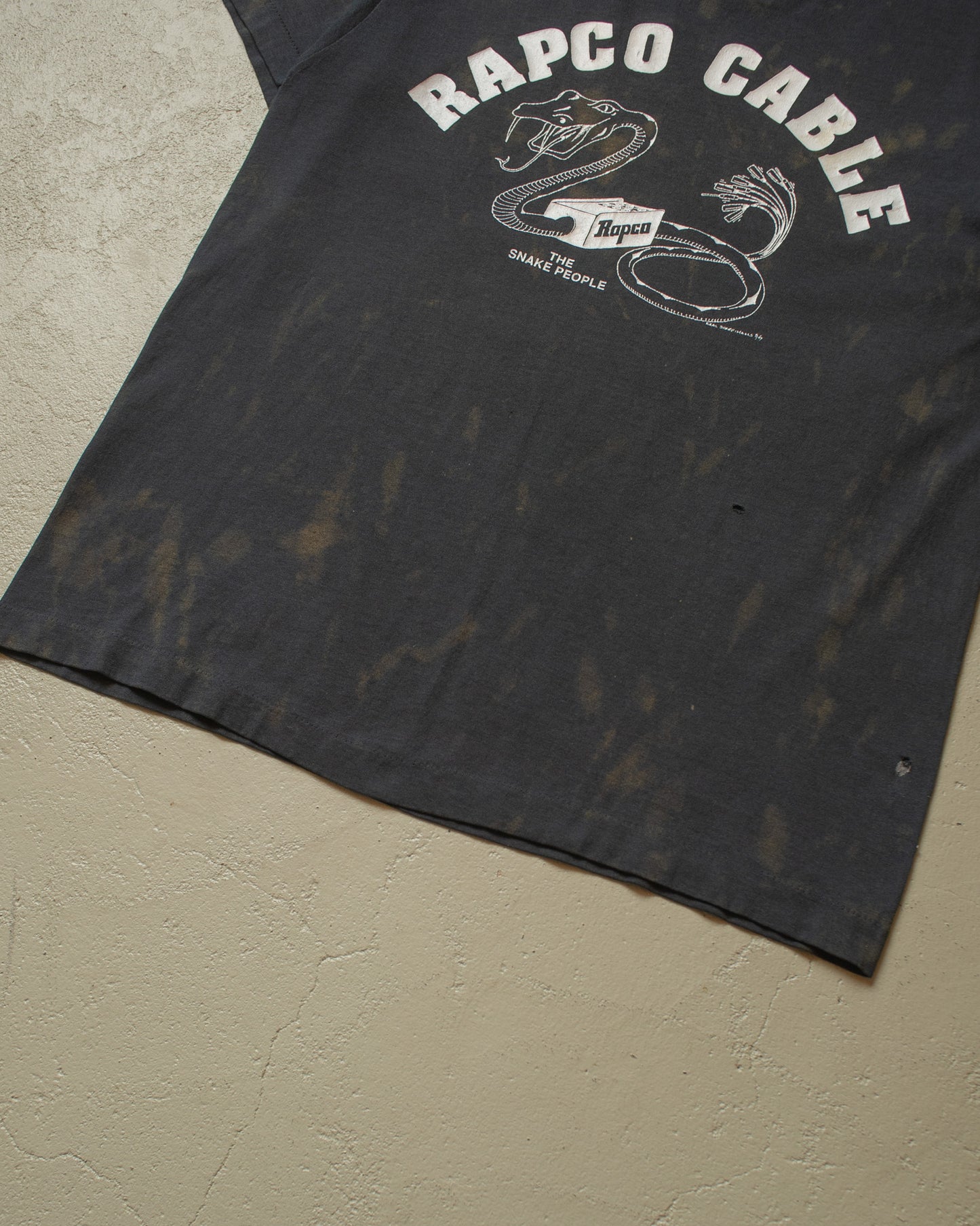 1980s Rapco Cable Stained T-shirt black - M/L