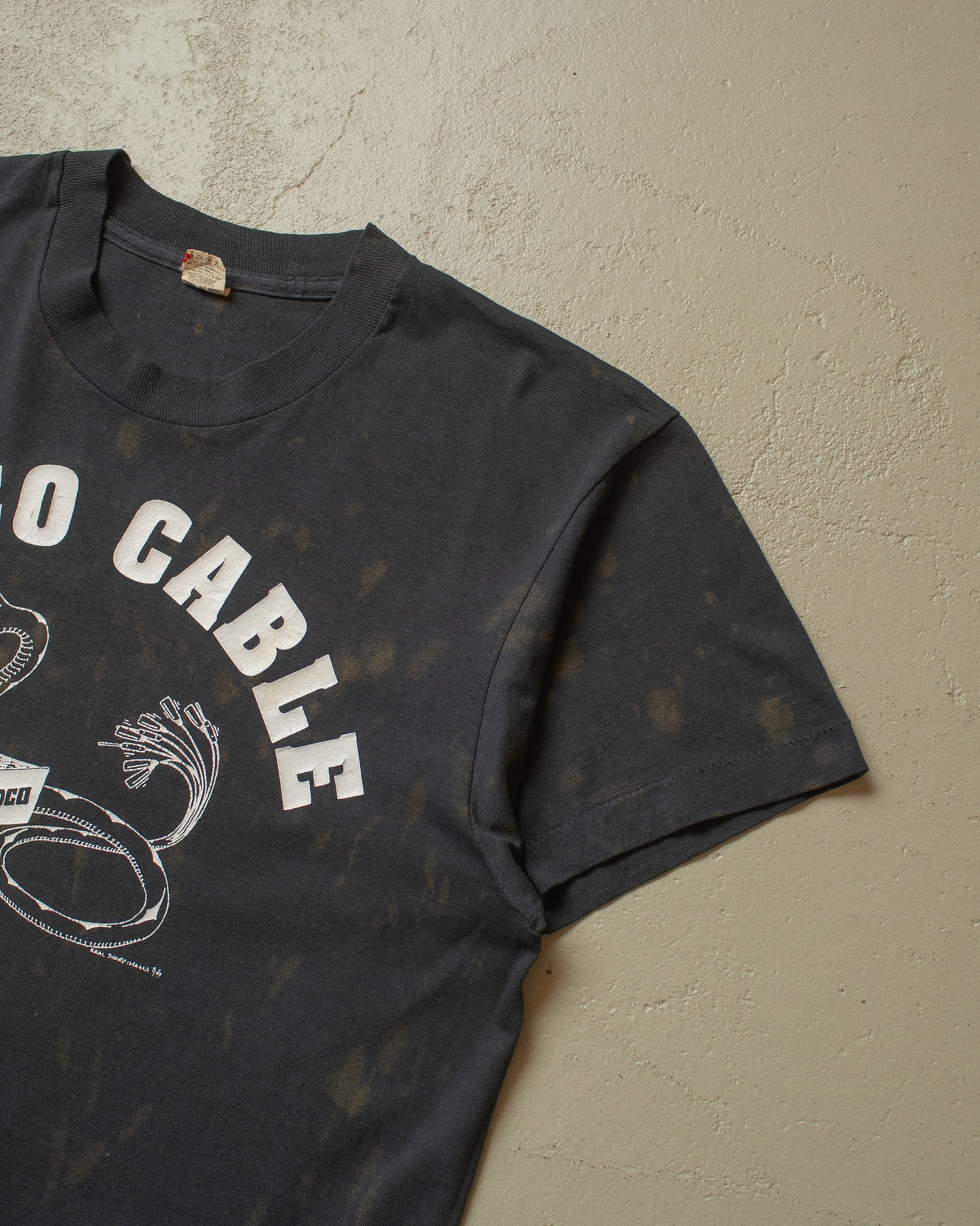 1980s Rapco Cable Stained T-shirt black - M/L