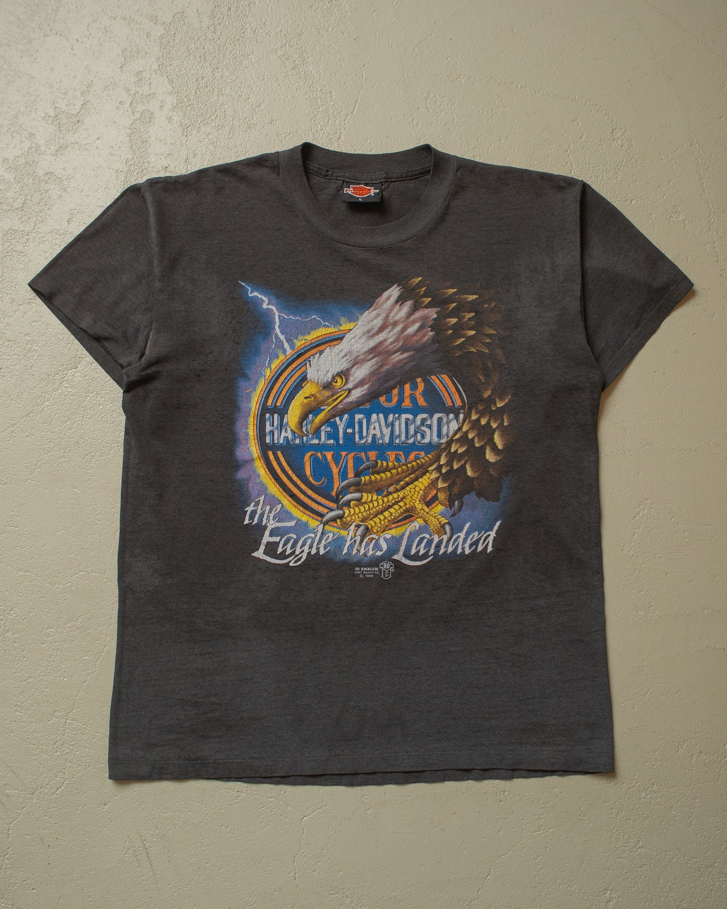 1988 Harley Davidson "the Eagle has landed" 3D Emblem T-shirt - M/L