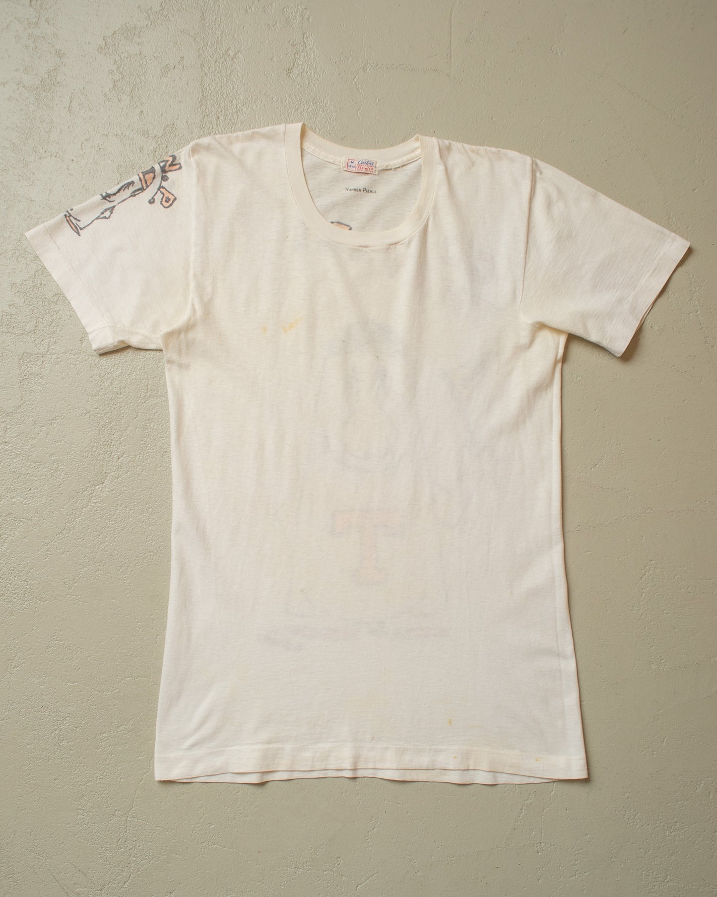 1950s/60s Handpainted unworn Thayer Frat T-shirt white - M