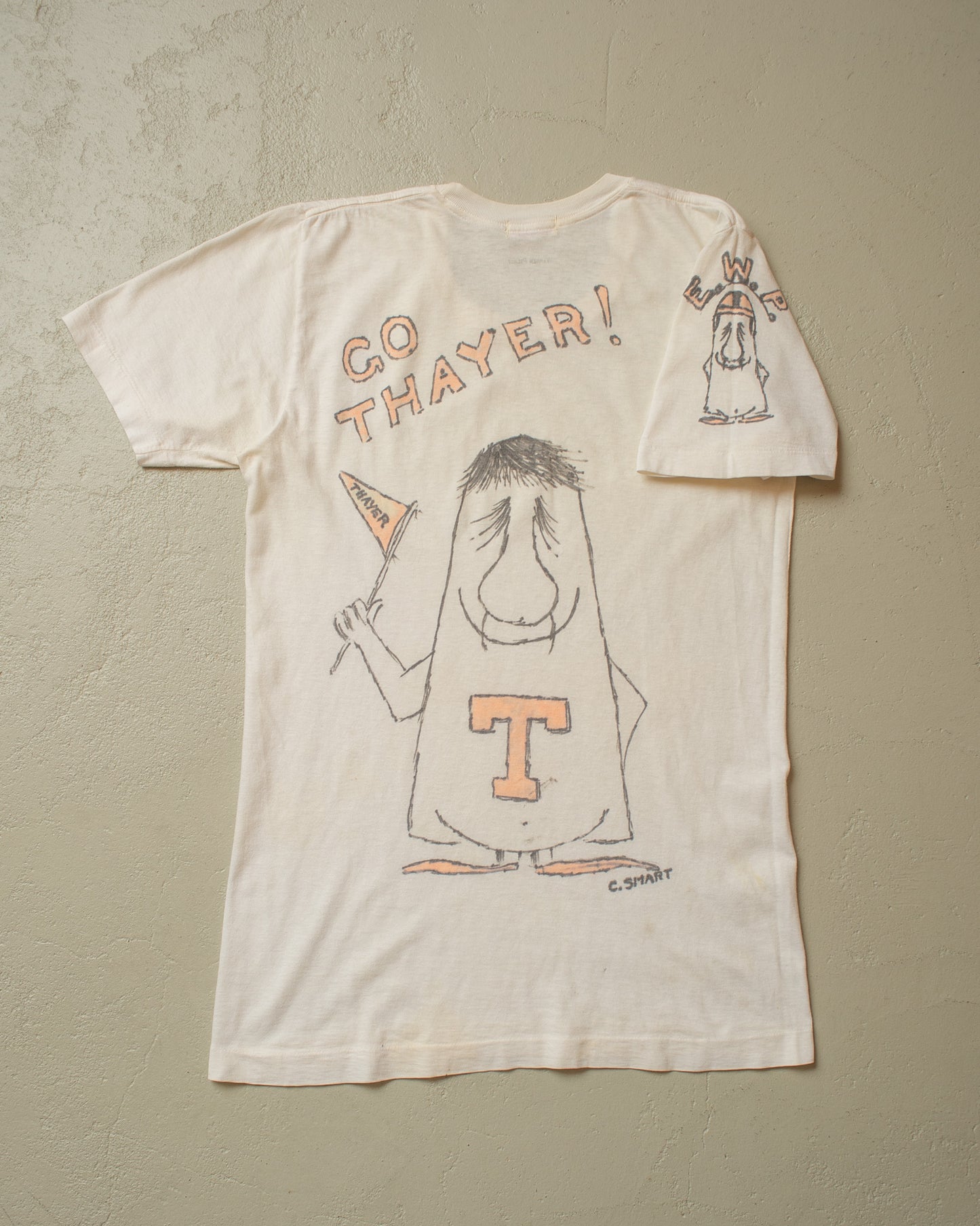 1950s/60s Handpainted unworn Thayer Frat T-shirt white - M