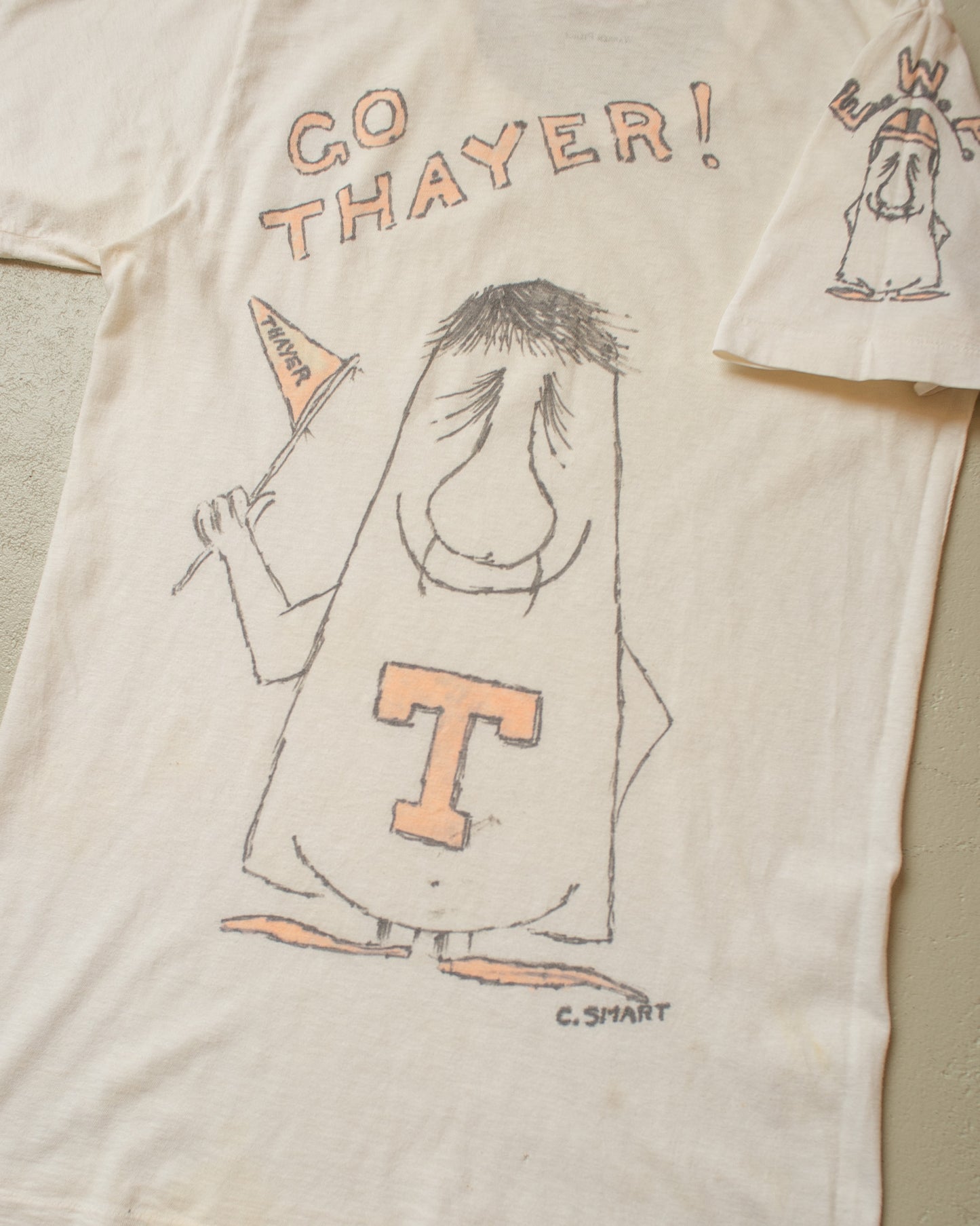 1950s/60s Handpainted unworn Thayer Frat T-shirt white - M