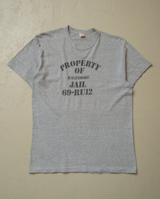 1970s Property of Baltimore Jail T-shirt grey - M