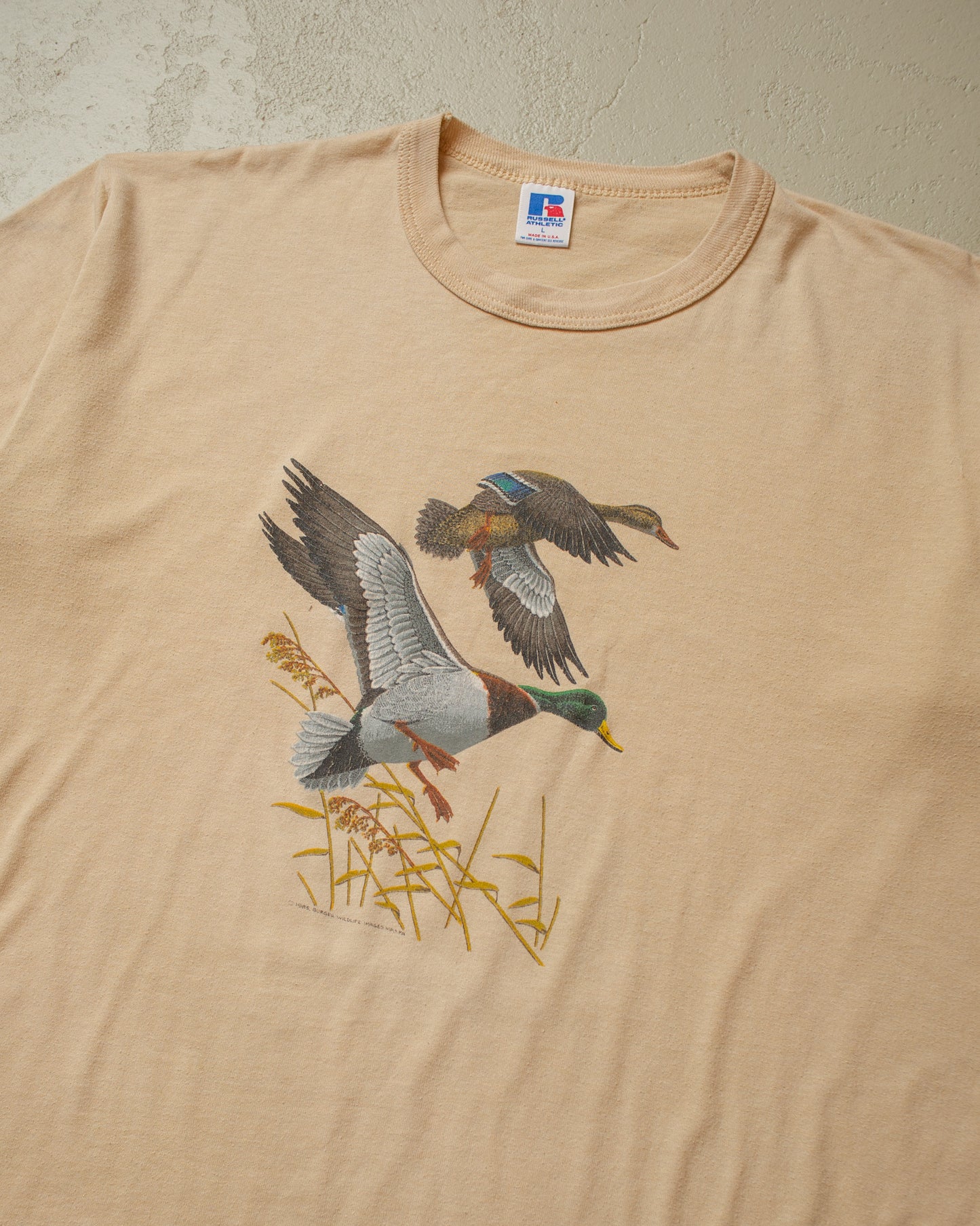1980s Wildlife Duck T-shirt beige - L