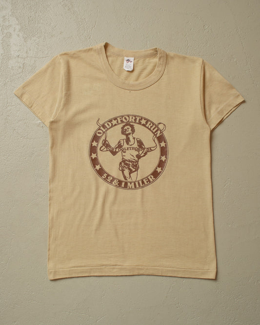 1980s Womens Old Fort Run Baby T-shirt beige - XS/S