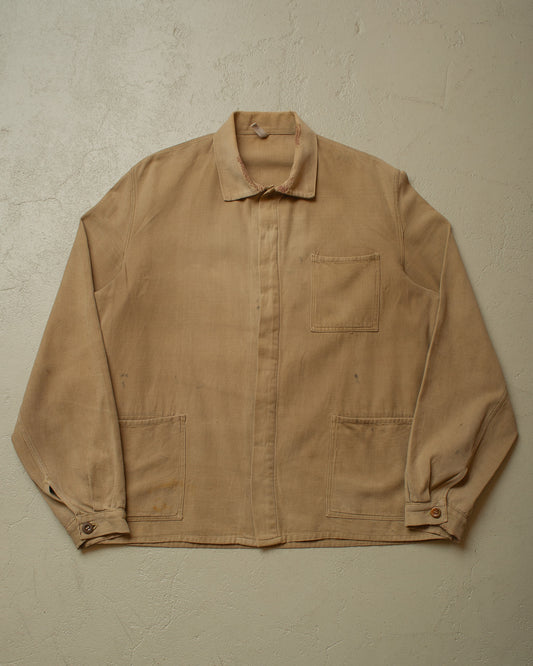 1950s/60s East German Workwear Jacket beige - L/XL