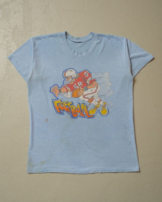 1987 stained Football T-shirt blue - M/L