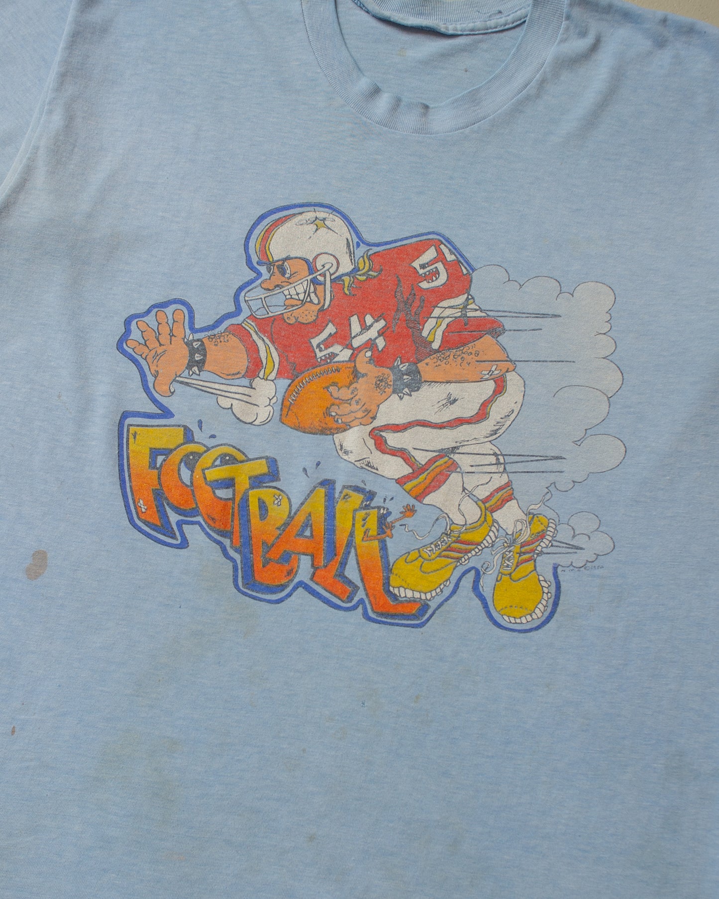 1987 stained Football T-shirt blue - M/L